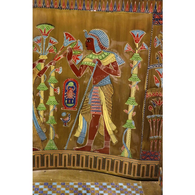 Unique Egyptian Revival Gilded Figural Bench With Carved Lions For Sale - Image 13 of 17