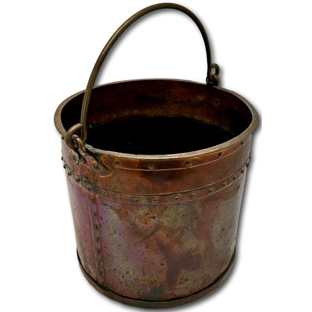 Outstanding & Rare Large Antique American Hand Wrought Heavy Solid Copper Farm Utility Pail - Bucket Dated 1849 For Sale - Image 15 of 18