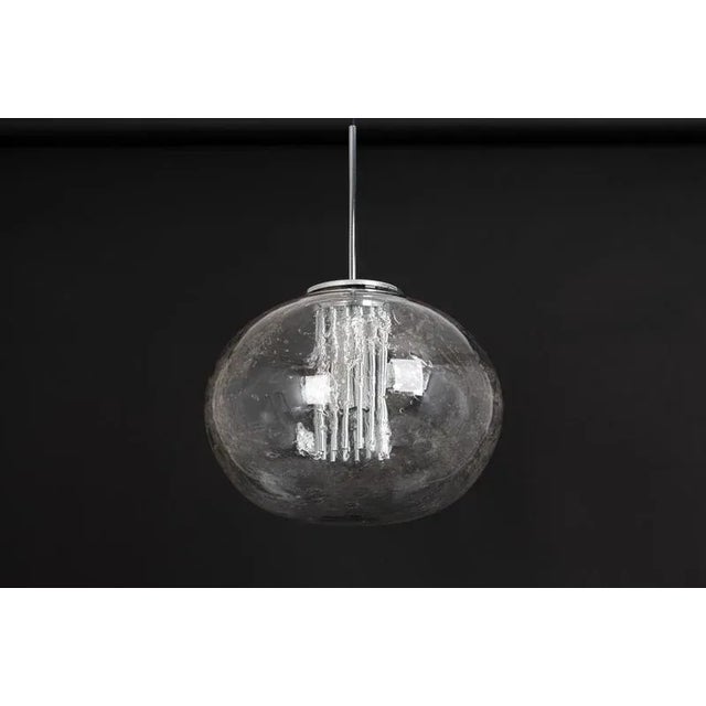 Glass Ball Pendant Light attributed to Doria, Germany, 1970s For Sale - Image 9 of 12