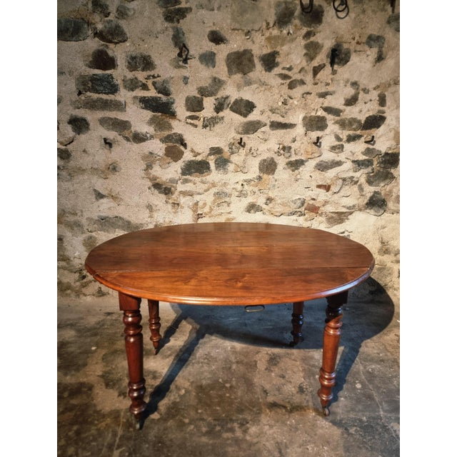 Antique French Oval Extendable Drop-Leaf Dining Table in Walnut, Early 1900s For Sale - Image 18 of 18