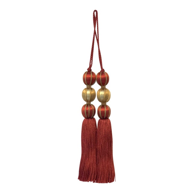 Red Beaded Key Tassels - 7.5" - a Pair For Sale