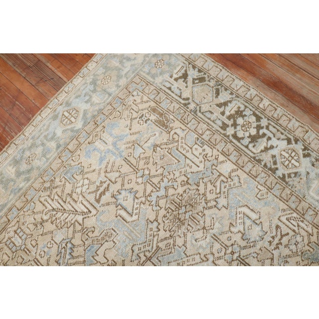 Persian Antique Zabihi Collection Persian Neutral Color Heriz Rug - 7'6" x 11' For Sale - Image 3 of 10