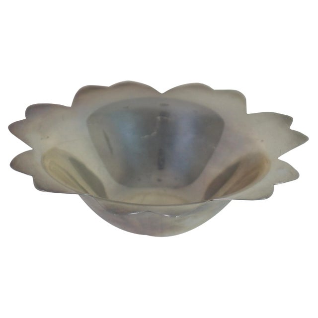 Mid Century Tiffany & Co Makers sterling silver 925 scalloped flower or lotus shaped nut / bon bon dish, compote or bowl....