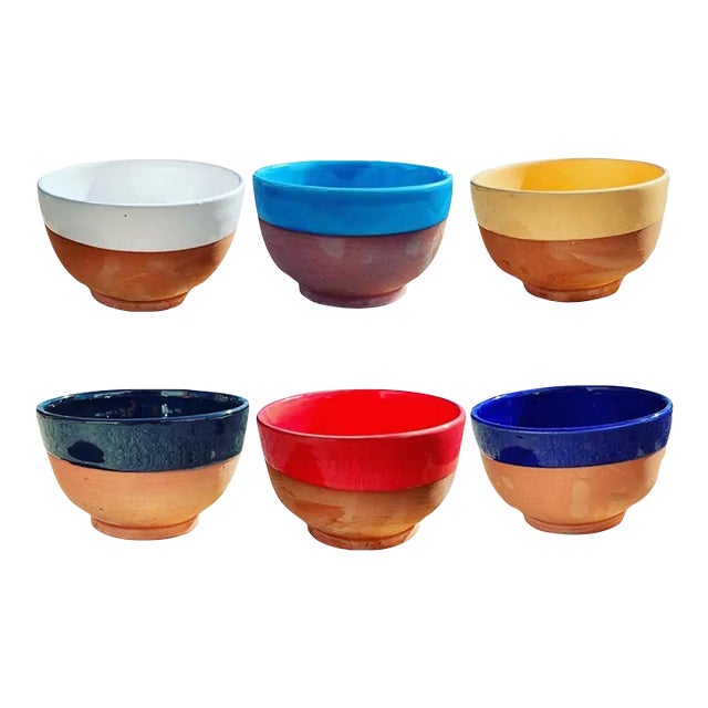 A Set of 6 Dishes Serving Moroccan Black Porcelain Soup For Sale