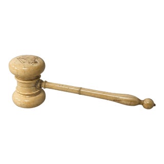 Maritime-Engraved Masonic Ceremonial Gavel - Carved Organic Material, Circa 1880 For Sale