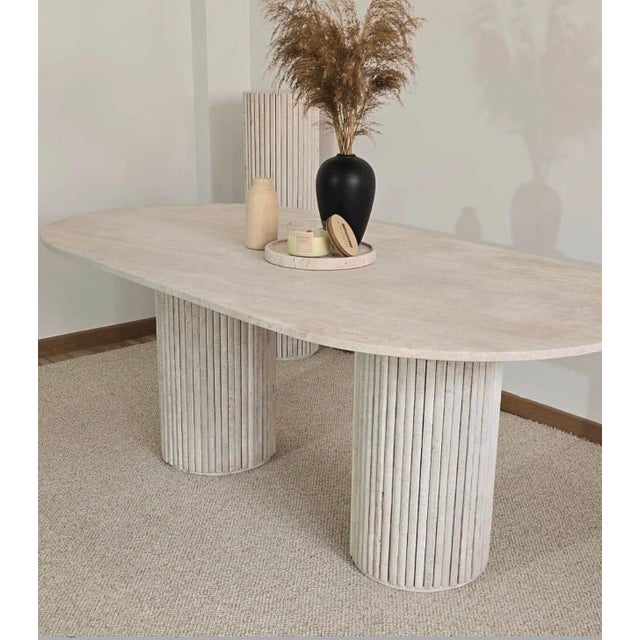 Contemporary Travertine Stone Elena Dining Table by Stonemarble For Sale - Image 3 of 3