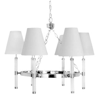 Worlds Away Winifred 6-Light Polished Nickel Chandelier For Sale
