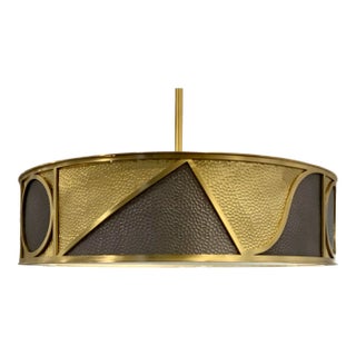 Laura Kirar for Baker Brass and Bronze Geometric Taller Chandelier For Sale