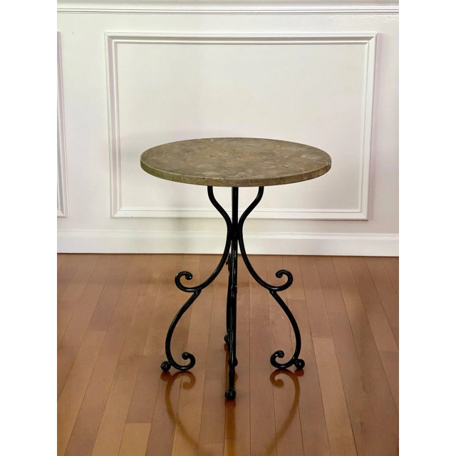 Italian Wrought Iron and Stone Top Round Side Table For Sale - Image 11 of 11