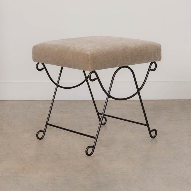 Panoplie Iron Loop Stool, Brown Mohair For Sale In Los Angeles - Image 6 of 10