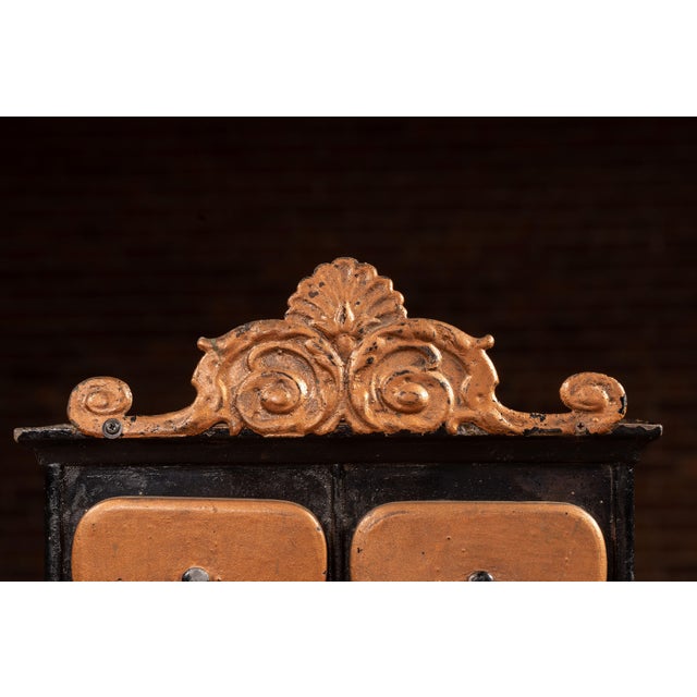 Early 20th Century Ornate Painted Tin Spice Cabinet For Sale - Image 4 of 9