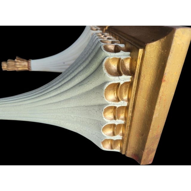Hollywood Regency Vintage White Gold Fluted Elegant Wall Shelf Brackets- A Pair For Sale - Image 3 of 6