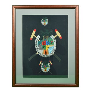 Royal Bali Polo Club 1831 Framed W/ Embroidered X'd Mallets Crest For Sale