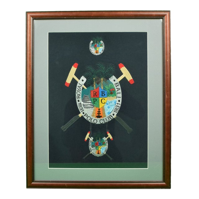 Royal Bali Polo Club 1831 Framed W/ Embroidered X'd Mallets Crest For Sale