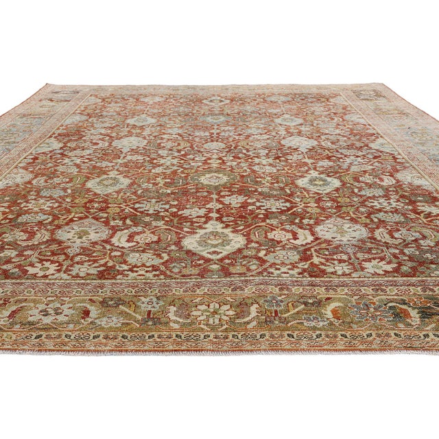 Rustic Early 20th Century Antique Persian Mahal Rug, 09'00 X 12'05 For Sale - Image 3 of 10