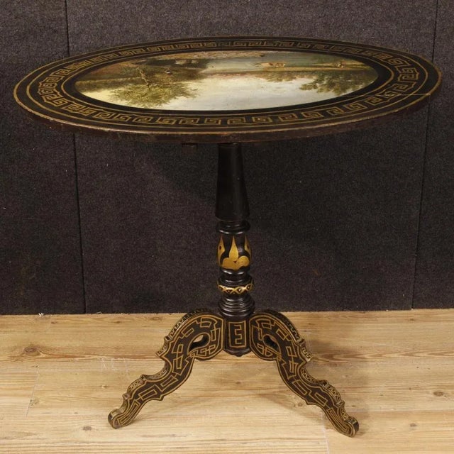 20th Century English Lacquered and Painted Side Table, 1920s For Sale - Image 12 of 12
