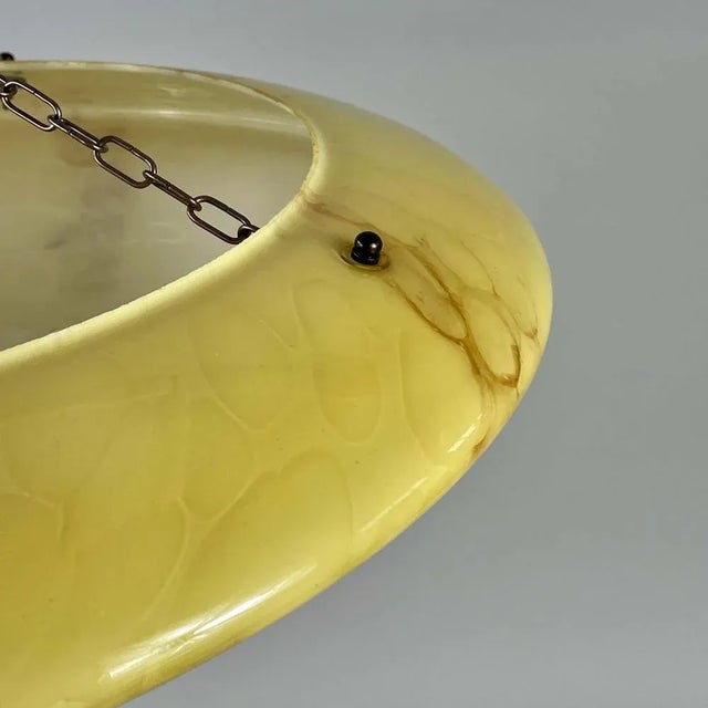 Brown Marbled Opaline and Burnished Brass Pendant, Germany, 1930s For Sale - Image 8 of 17