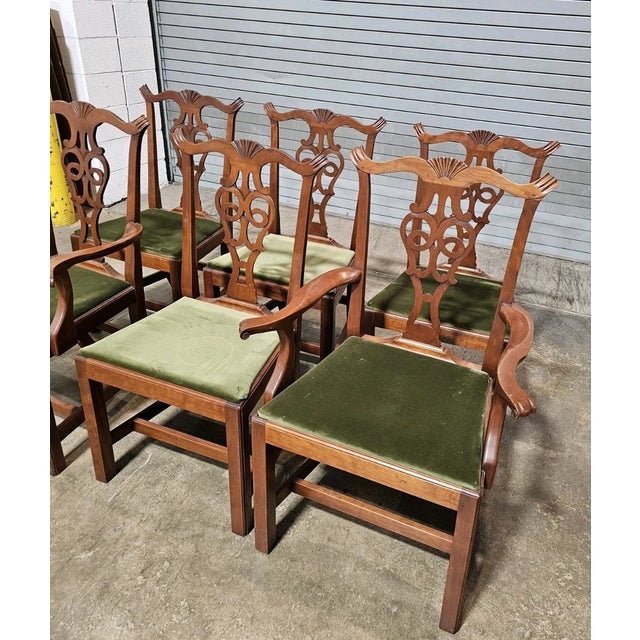 Late 20th Century Late 20th Century Set of 6 Eldred Wheeler Chippendale Style Cherry Dining Chairs Bench Made For Sale - Image 5 of 12