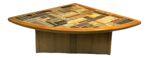 Danish Modern Mosaic Tile Top Triangle Wedge Coffee Table