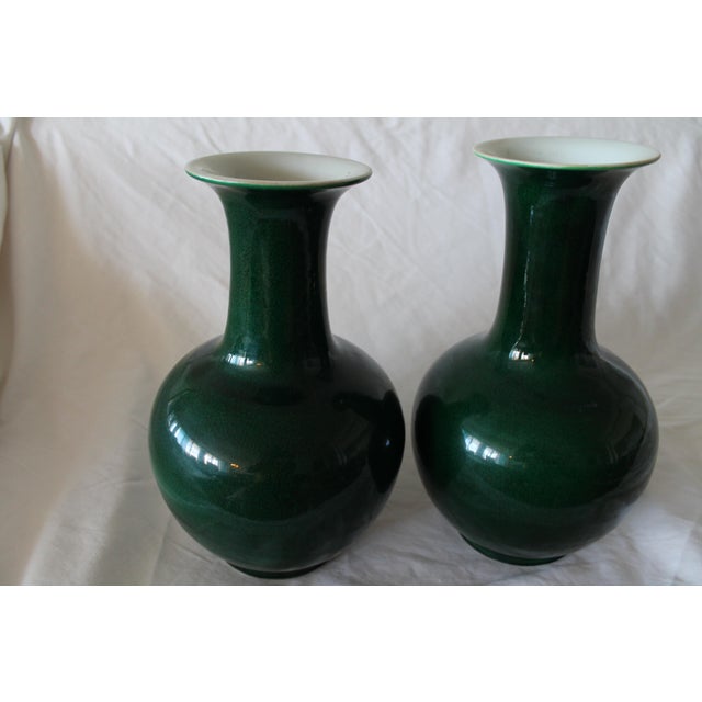 Pair of 19th Century Chinese Green Porcelain Vases For Sale - Image 10 of 10