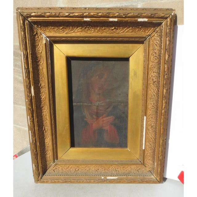 Antique Framed 17th Century Mexican Retablo For Sale - Image 4 of 7