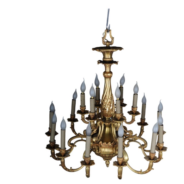 19th Century Gilt Bronze Chandelier, France, 1890s For Sale