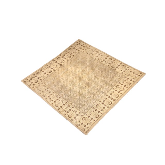 Ariana Traditional Collection 7'x7' Earth Tone Brown & Gold Geometric Hand-Knotted Rug For Sale - Image 4 of 9