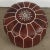 Late 20th Century Vintage Moroccan Brown Leather Pouf For Sale In Palm Springs - Image 6 of 6