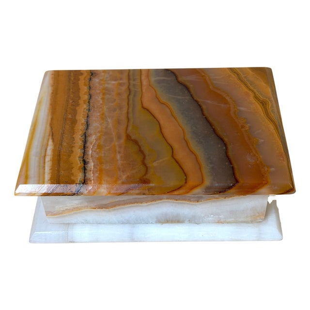 Italian Specimen Agate and Alabaster Hinged Table Box, Circa 1950s For Sale