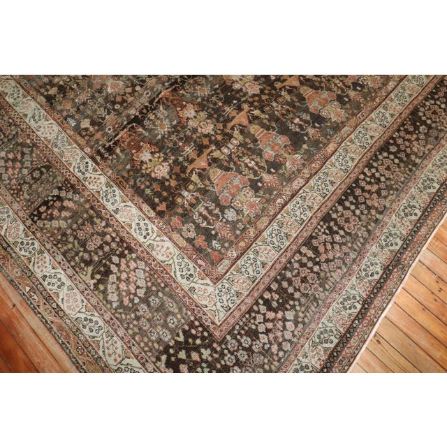 Persian Antique Afshar Square Room Rug - 10'8" x 12'2" For Sale - Image 3 of 12