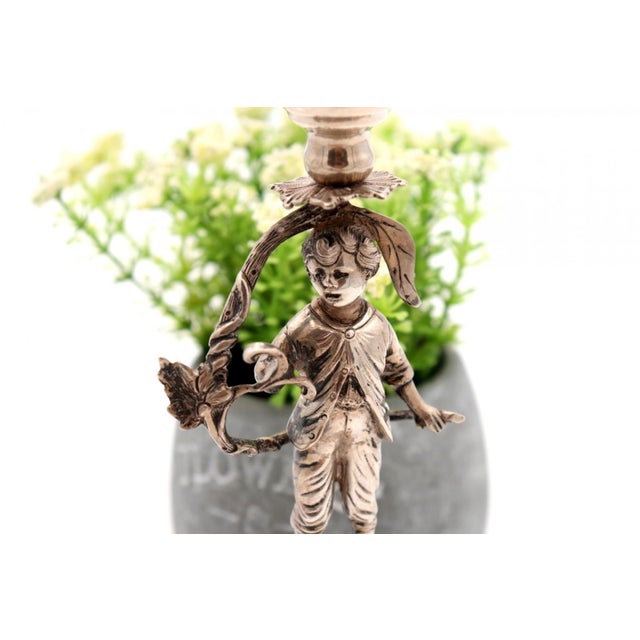 Silver Toothpick Holder with Boy on Pedestal with Reliefs For Sale - Image 4 of 7