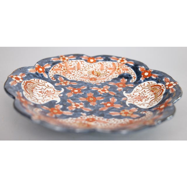 19th Century Japanese Meiji Period Imari Blue Scalloped Chargers Plates - A Pair For Sale - Image 9 of 11