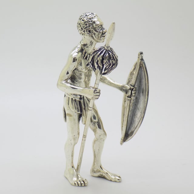 Large Vintage Italian Silver 800 Zulu Warrior Figurine by Angini, Arezzo, Tuscany, 1970s For Sale - Image 12 of 18