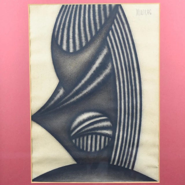 Drawing/Sketching Materials Dordevic Miodrag Brutalist Op Art Abstract Charcoal Drawing by Dordevic Miodrag, Circa 1960 For Sale - Image 7 of 9