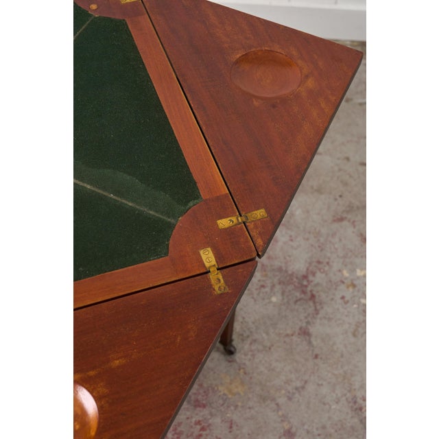 Early 20th Century Edwardian Mahogany Envelope Card Table With Cross Banded Edge For Sale - Image 10 of 18