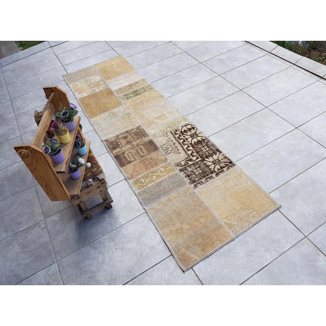 Biege Anatolian Vintage Hallway Runner For Sale - Image 6 of 10