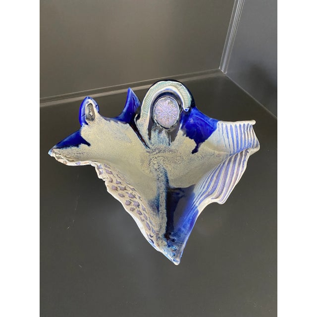 Vintage 1990s PostModern Signed Studio Pottery Art Vessel on Legs For Sale - Image 11 of 12