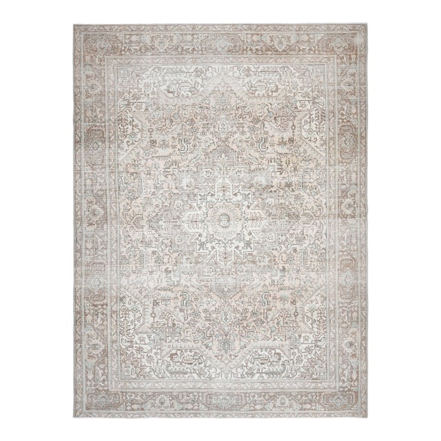 1970s Vintage Persian Handmade Wool Cotton Brown Area Rug For Sale