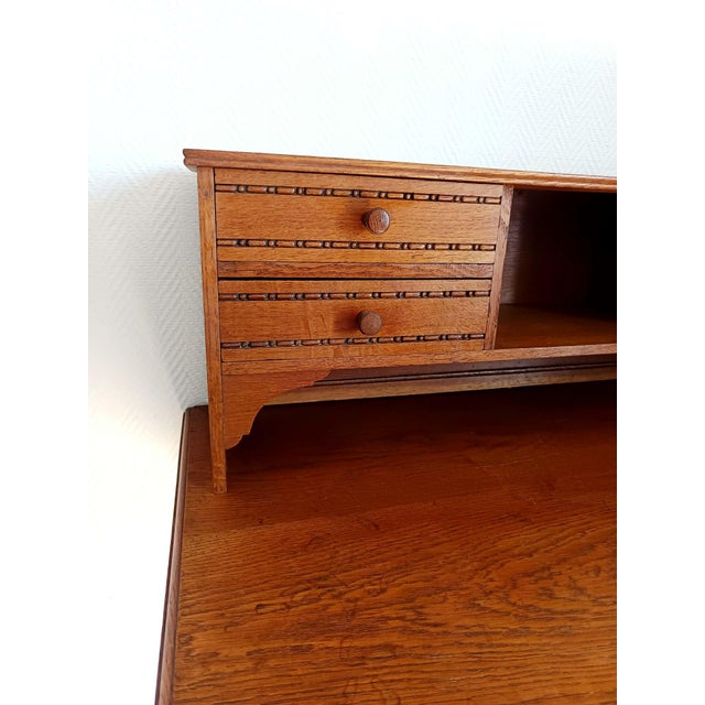 Stepped desk, Art Deco, circa 1940 Light oak stepped desk. The upper section is detachable and features four drawers with...