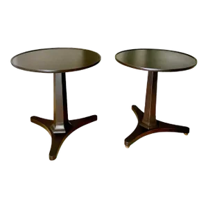 Pair Kittinger Tripod Dark Walnut End Side Table