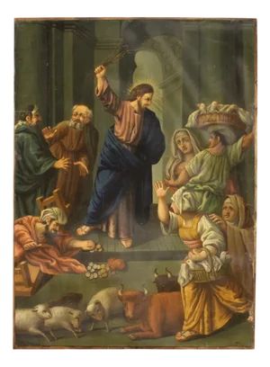 Italian Artist, Expulsion of Merchants from the Temple, 1860, Oil on Copper