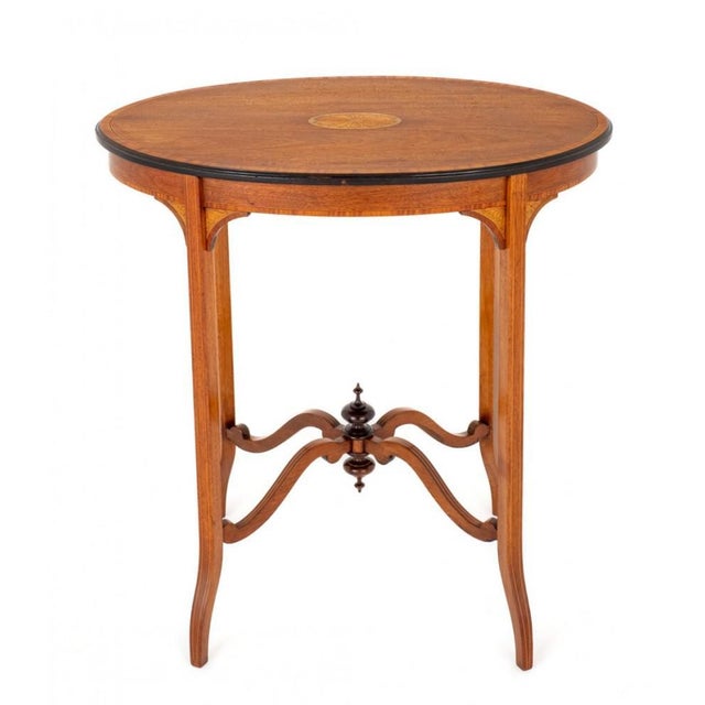 Sheraton Occasional Table in Mahogany Inlay, 1890s For Sale - Image 3 of 7