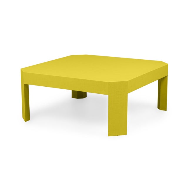 Cantered Style Linen-Raffia Wrapped Coffee Table in Navajo White For Sale - Image 4 of 8