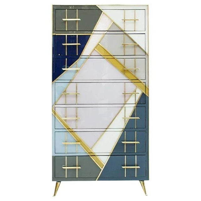 Mid-Century Murano Glass and Brass Italian Commode For Sale - Image 14 of 14