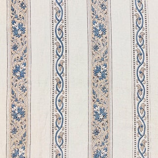 Contemporary Studio Four Calicut Border Linen Designer Fabric For Sale