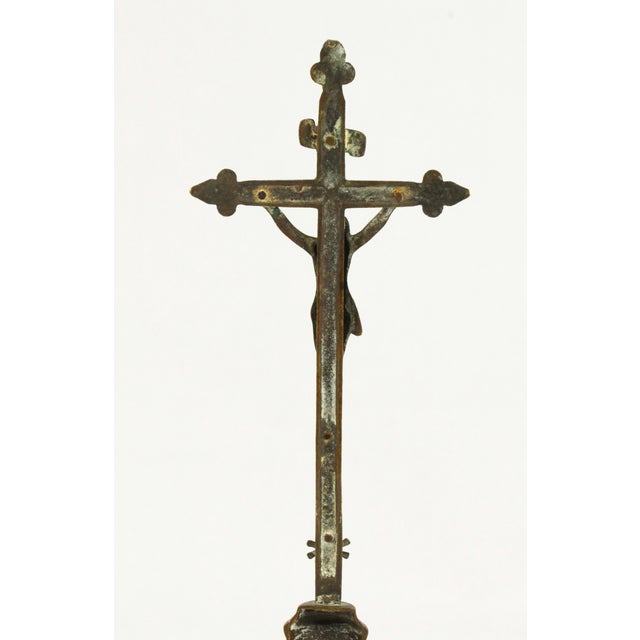 18th /19th C. Brass Crucifix Corpus Christi on Tripod Stand For Sale - Image 10 of 12