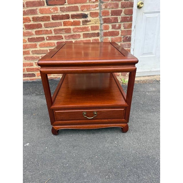 Pair of Mid 20th Century Vintage Chinese Carved Rosewood 2 Tier Side Tables For Sale In Washington DC - Image 6 of 17
