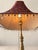 Vintage Brass Table Lamp With Burgundy Embroidered Shade, Gold Scroll Motif & Crystal Drops, Traditional Hollywood Regency Decor For Sale - Image 4 of 12