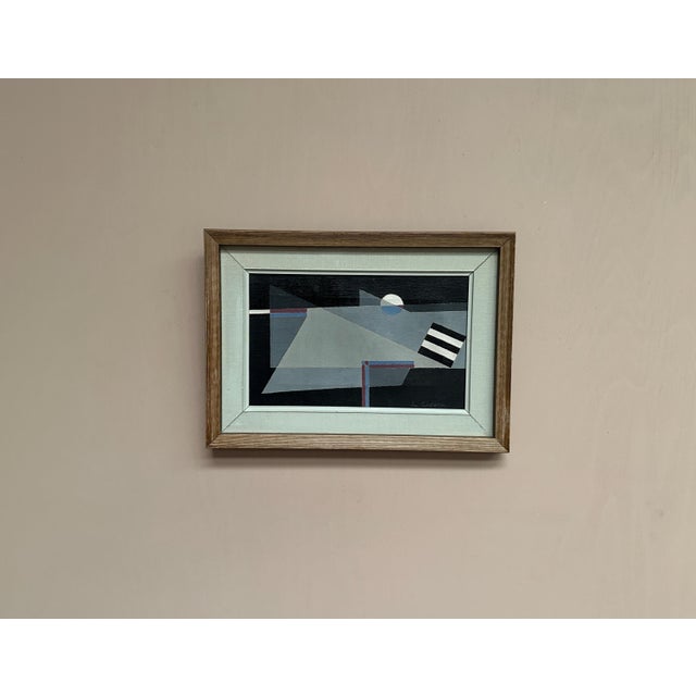 Original Abstract Oil on Canvas – “Abstract Composition” by Lars. Gideon – Signed – Vintage & Framed – 40 × 28 cm (15.7" ×...