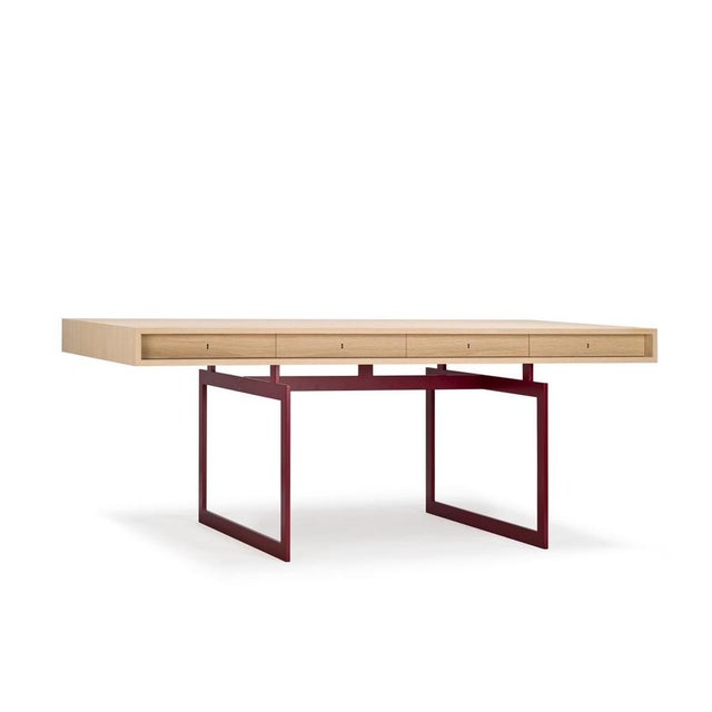 Red and White Stained Oak Office Desk by Bodil Kjaer for Karakter For Sale - Image 3 of 13